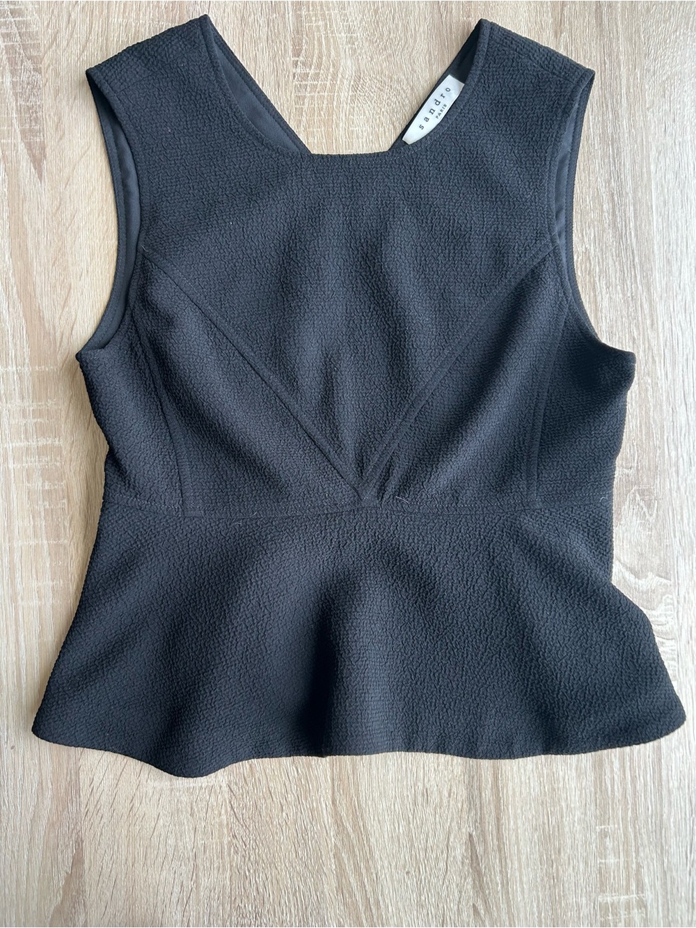 Sandro Paris Black Peplum Sleeveless Top S Small 4